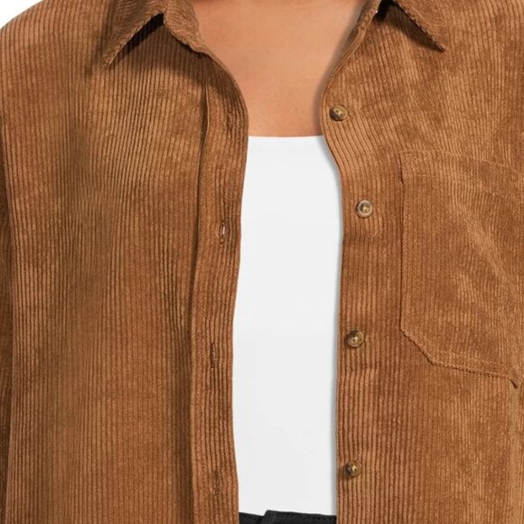 NEW Size Large Women’s Corduroy Shacket Jacket Shirt Button up Down L Amber Brow - Picture 14 of 14